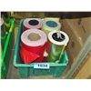 Image 1 : Green storage tote with 5 rolls of assorted