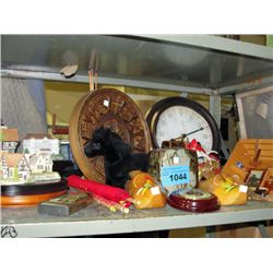 Shelf lot of collectables, misc and decorative