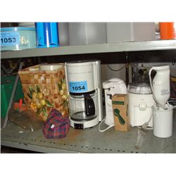 Shelf lot of small kitchen appliances and misc