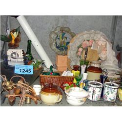 Shelf lot of collectables, misc and decorative