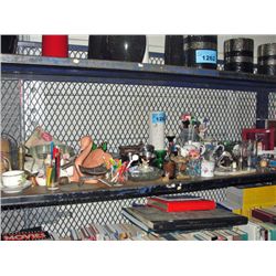 Shelf lot of assorted misc decorative items