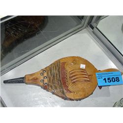 Nicely hand crafted wooden fireplace bellows with