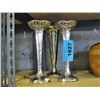 Image 1 : 2 silver plated candle holders and one vase