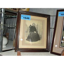 Framed antique black and white photo