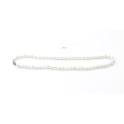 Hand Tied White Pearl Necklace With Filligree