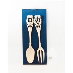 Genuine ivory carved fork and spoon set