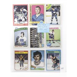 9 vintage canucks 1971 and up collectors cards