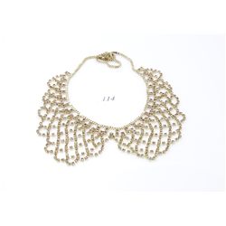 Gold plated with pink cut crystal stone necklace