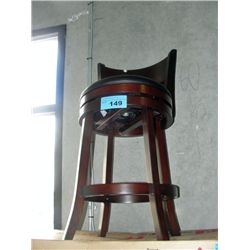 Swivel barstool with black leather padded seat