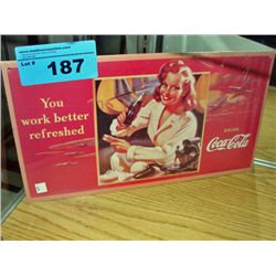 Vintage cardboard coca cola advertisment sign