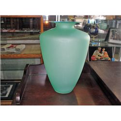 mint green art glass vase