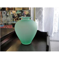 mint green art glass vase