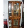 Image 1 : Lighted oak curio cabinet with curvex glass sides