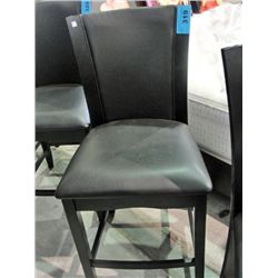 Black leather padded counter height side chair