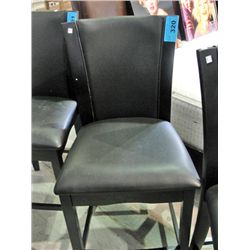 Black leather padded counter height side chair