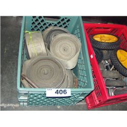 Green milk crate with heavy duty tie down straps