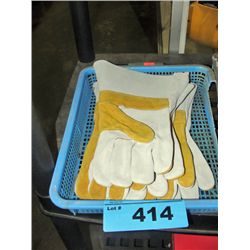 Box of yellow and grey leather work gloves