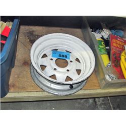 White steel trailer tire rim