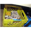 Image 1 : yellow milk crate filled with light switches and