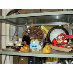 Shelf lot of assorted misc and decorative house