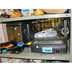 Shelf lot of small kitchen appliances; hotdog makr