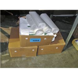 3 boxes of assorted plastic grocery bags