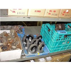 Shelf lot of 4 boxes of assorted casters
