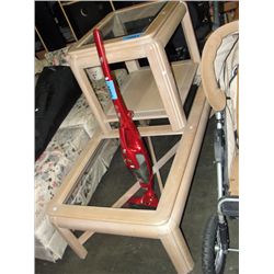 2pc bleached oak coffee and end table set