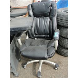 Black leather gas lift office chair