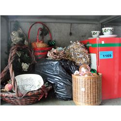 Shelf lot of assorted christmas decorations