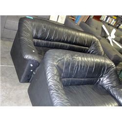 2pc black leather sofa and loveseat set