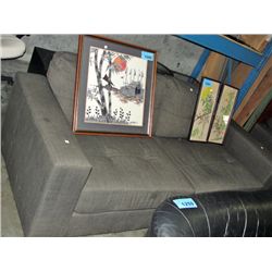 Grey upholstered sofa