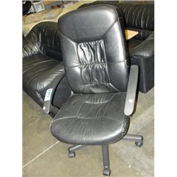 Black leather gas lift office chair