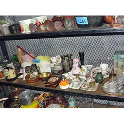 Shelf lot of collectables, misc and decorative