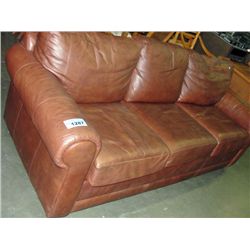 Brown leather sofa