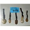Image 1 : Lot of 5 brass and copper badges with leather