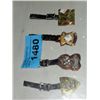 Image 1 : Lot of 4 brass and copper badges with leather