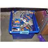 Image 1 : Blue plastic storage bin filled with assorted
