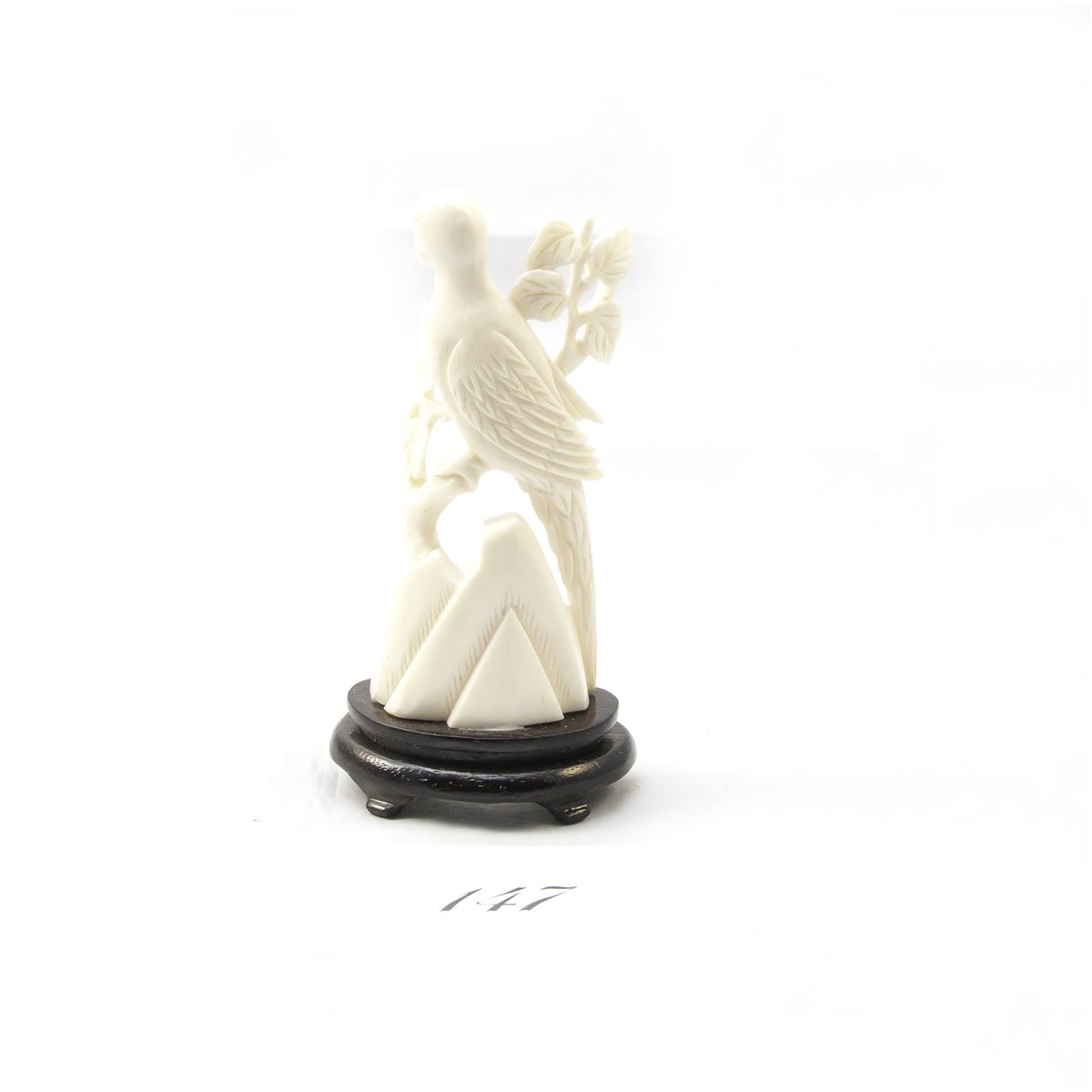 Hand carved genuine ivory bird figurine