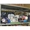 Image 1 : Shelf lot of misc items; speakers, decorative
