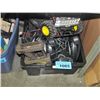 Image 1 : Black plastic storage bin of assorted misc