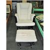 Image 1 : White upholstered glider rocker with matching foot