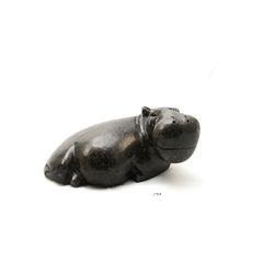 Hand crafted stone carved hippopotomous scultpure