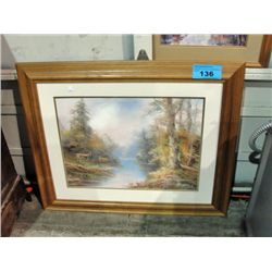 oak framed deer in the forrest print