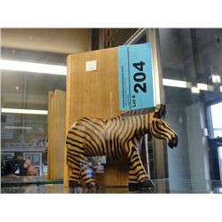 Hand crafted wood carved decorative zebra
