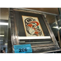Framed west coast native print titled frogs by