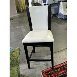 Counterheight white leather padded side chair