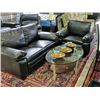 Image 1 : 2pc black leather contemporary sofa and chair set