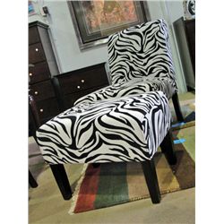 Zebra print upholstered living room accent chair