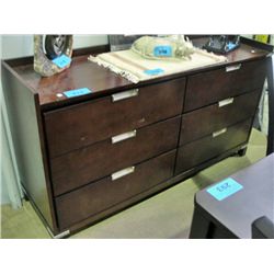 Contemporary mahogany finish 6 drawer dresser